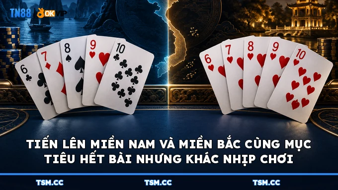 Tiến Lên Miền Nam và Miền Bắc cùng mục tiêu hết bài nhưng khác nhịp chơi