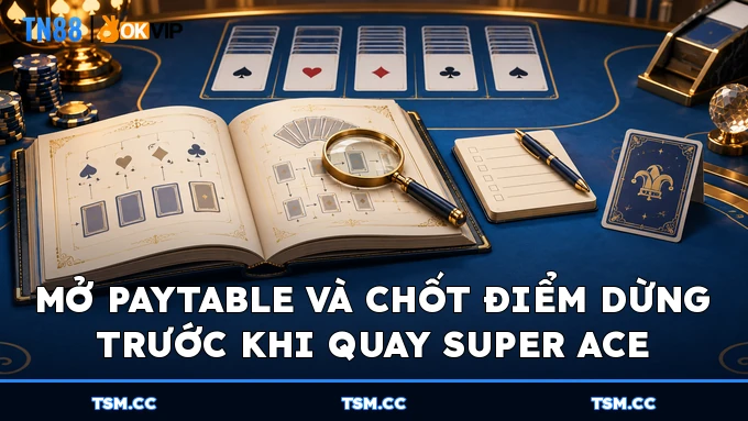 Mở Paytable và chốt điểm dừng trước khi quay Super Ace