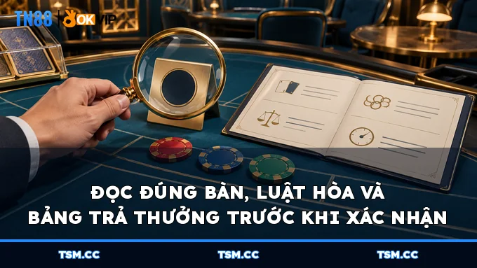 Checklist đọc mã bàn, luật hòa và bảng trả thưởng trước khi xác nhận