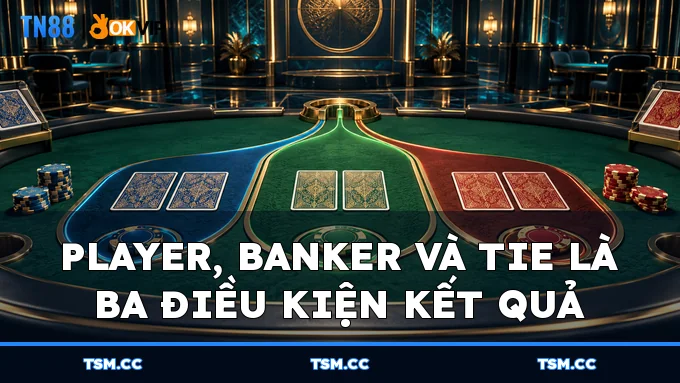 Ba vùng Player, Banker và Tie được tách theo điều kiện kết quả Baccarat
