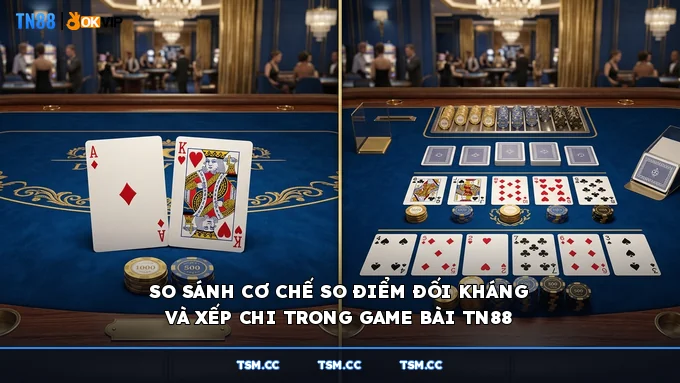 So sánh cơ chế so điểm đối kháng và xếp chi trong game bài TN88
